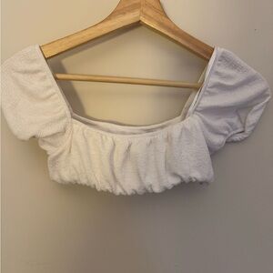 White Off-Shoulder Crop Top